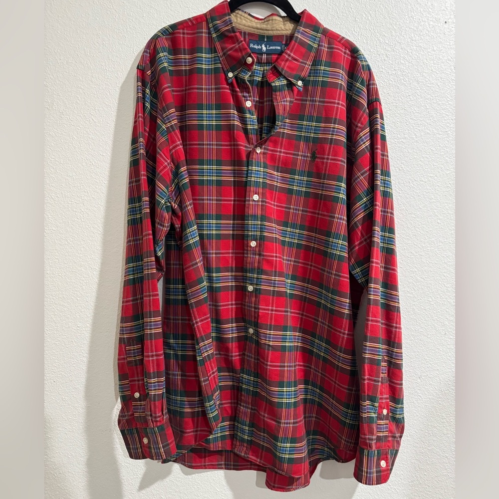 Red & Green Plaid Polo Shirt